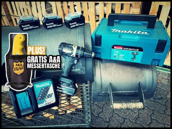 Black Edition Akku-Schlagbohrschrauber DHP 484 T4JB (inkl. 4 x 5,0 Ah Akkus 18 V) + Gratis Zugabe
